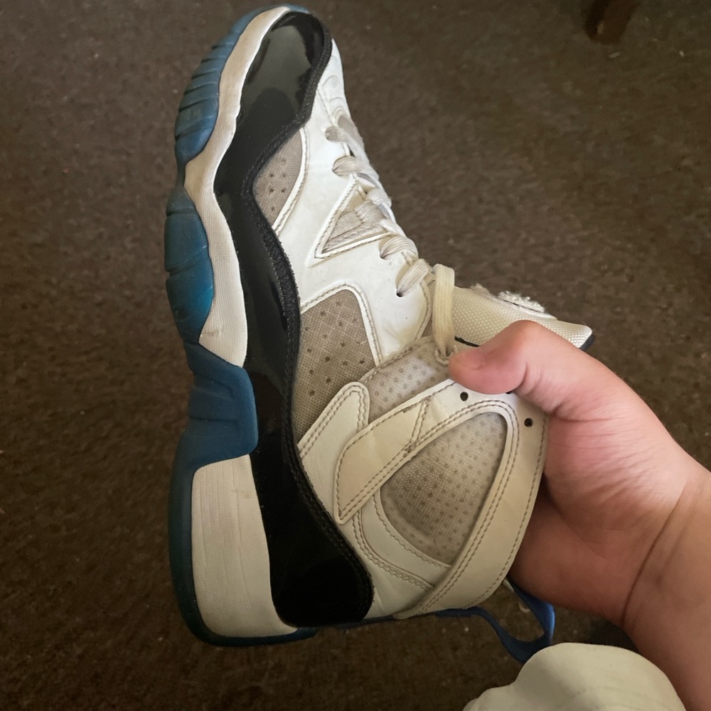 Men's White and Blue Jordans